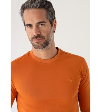 Six Valves Basic langrmet T-shirt med orange logo