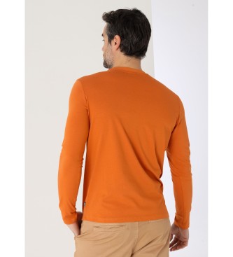 Six Valves Basic langrmet T-shirt med orange logo