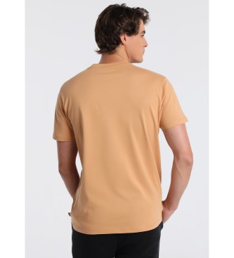 Six Valves T-shirt beige a maniche corte