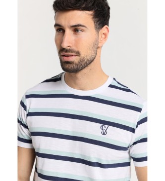 Six Valves T-shirt ray  manches courtes bleu, blanc