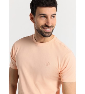 Six Valves Osnovna majica s kratkimi rokavi in okroglim vratom roza barve