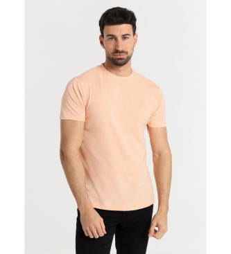 Six Valves Basic Kurzarm-T-Shirt mit Rundhalsausschnitt rosa