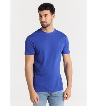 Six Valves T-shirt bsica de manga curta com gola redonda azul
