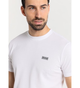 Six Valves Kurzrmeliges Basic-T-Shirt aus Piqu-Stoff wei