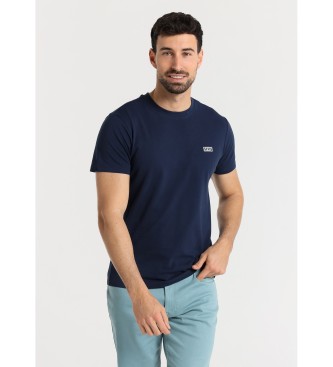 Six Valves T-shirt bsica de manga curta em tecido piqu azul-marinho
