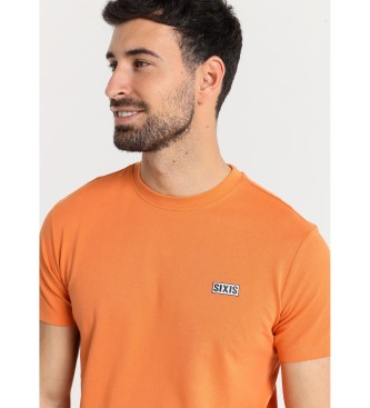 Six Valves Kortrmet basis-T-shirt i orange pique-stof