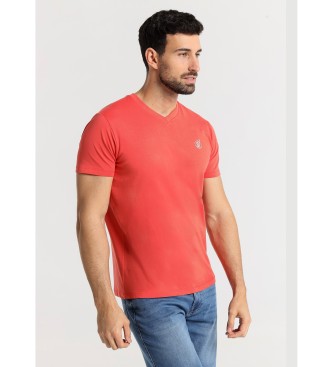 Six Valves T-shirt  manches courtes avec col en V rouge