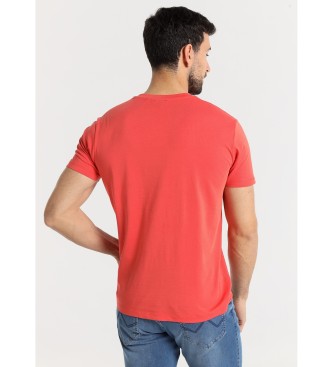 Six Valves V-hals T-shirt korte mouw rood