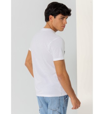 Six Valves Kortrmet T-shirt med hvidt rektangulrt grafisk design
