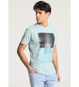 Six Valves Kortrmet t-shirt med grnt rektangulrt grafisk design