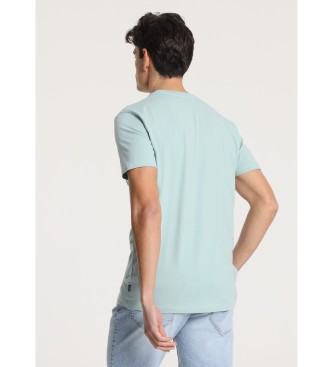Six Valves Short sleeve t-shirt with green rectangular graphic design