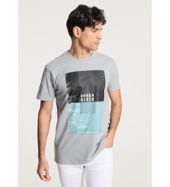 Six Valves Kortrmet T-shirt med rektangulrt grafisk design