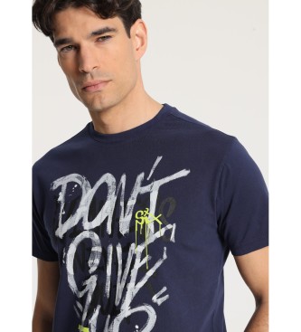 Six Valves T-shirt met korte mouwen en graffitiprint in marineblauw