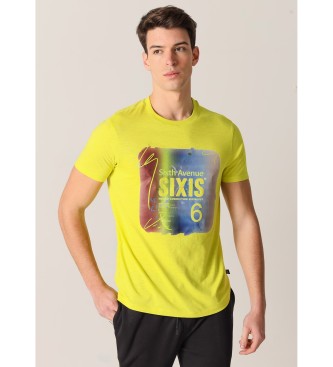 Six Valves Kurzarm-T-Shirt mit gelbem Farbverlaufsdruck