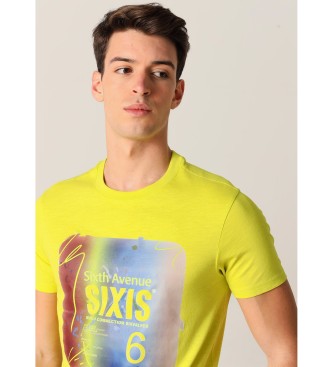 Six Valves T-shirt  manches courtes avec imprim dgrad jaune