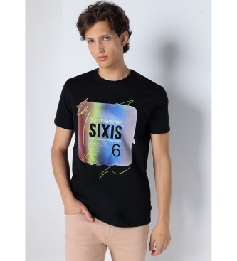 Six Valves T-shirt  manches courtes  imprim dgrad noir