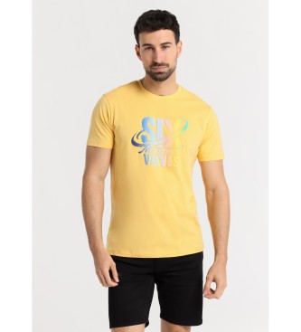 Six Valves Camiseta de manga corta print color degradado amarillo
