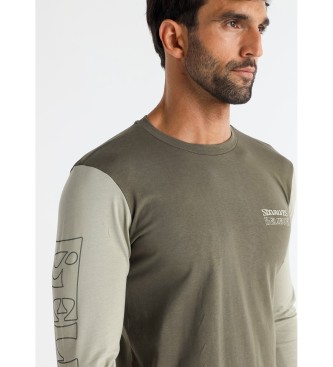 Six Valves Long sleeve T-shirt with green contrast