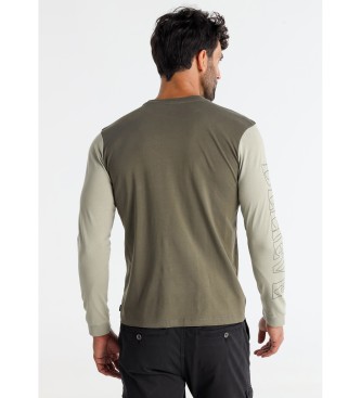 Six Valves T-shirt met lange mouwen en groen contrast