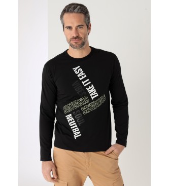 Six Valves Long-sleeved T-shirt with black text print