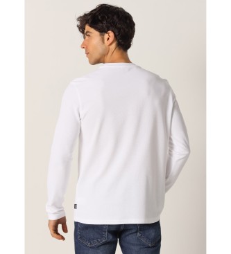 Six Valves T-shirt à manches longues en piqué blanc