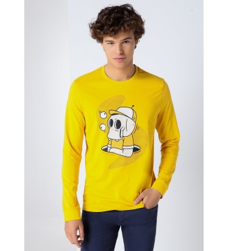 Six Valves Grafisch t-shirt lange mouwen geel