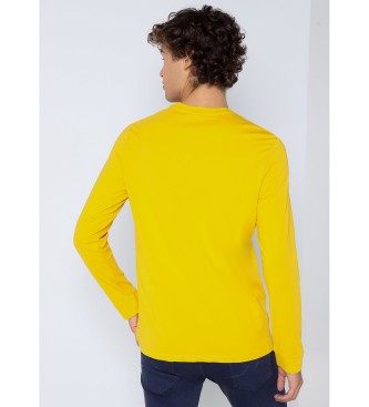 Six Valves Grafisches Langarm-T-Shirt gelb