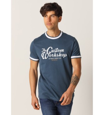 Six Valves Short sleeve jacquard T-shirt with blue elastics
