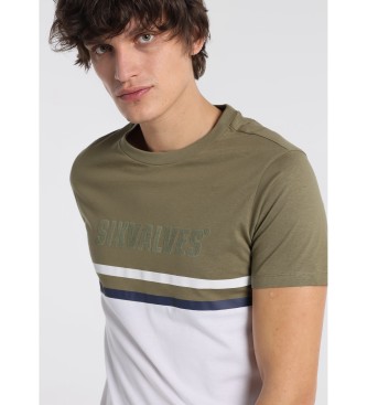 Six Valves T-Shirt vert fort en bloc blanc