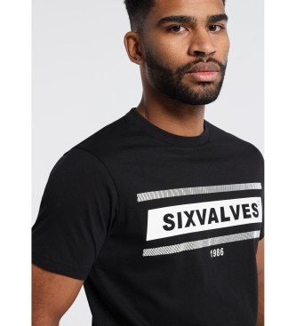 Six Valves Short Sleeve Graphic Brand T-Shirt black