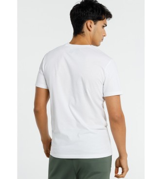 Six Valves T-shirt bianca a maniche corte con grafica di marca