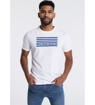 Six Valves Short Sleeve T-shirt Royal Stripes Graphic white
