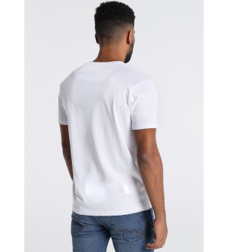 Six Valves T-shirt grafica a maniche corte con righe Royal white