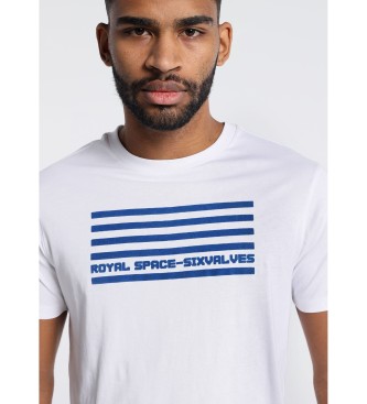 Six Valves T-shirt grafica a maniche corte con righe Royal white