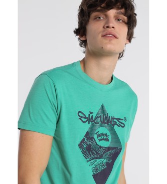 Six Valves T-shirt con grafica tropicale verde