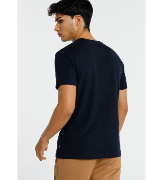 Six Valves Short Sleeve Jaquard T-Shirt With Navy Graphic
