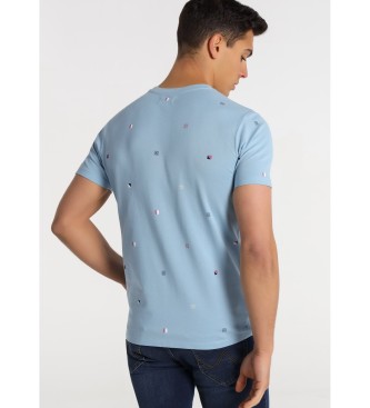 Six Valves Mini T-Shirt bleu imprimé