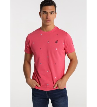 Six Valves Mini Print kortrmet T-shirt pink