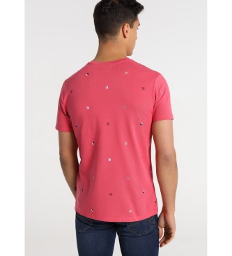 Six Valves Mini Print Kurzarm T-Shirt rosa