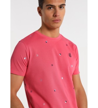 Six Valves Mini Print Kurzarm T-Shirt rosa