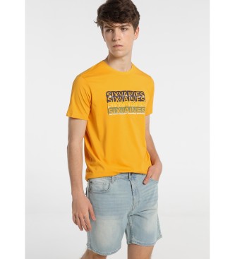Six Valves T-shirt in vinile con logo Comfort arancione