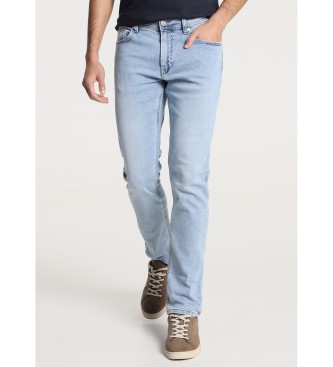 Six Valves Jeans Regular - Tiro Medio Light Bleach|Tallaje en Pulgadas azul