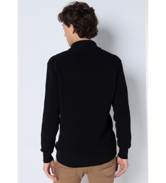 Six Valves Maglione nero basic con collo incrociato