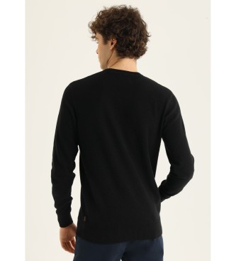 Six Valves Basic black jacquard knitted jumper