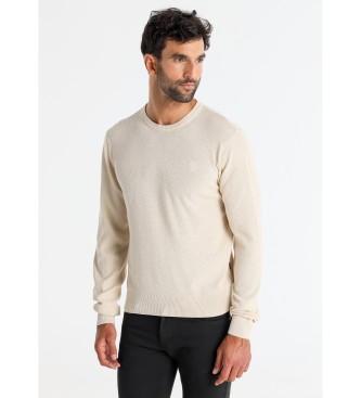 Six Valves Basic Jaquard beige jumper