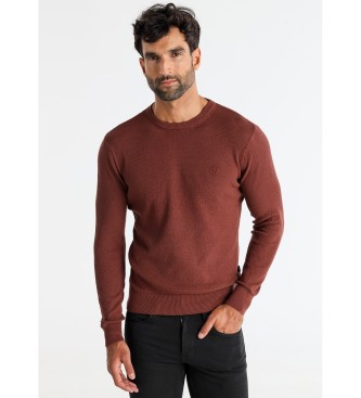 Six Valves Basic-Pullover aus braunem Jaquard