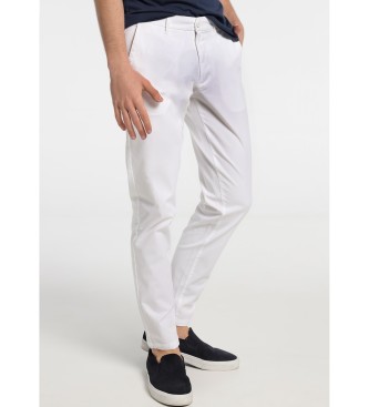 Six Valves Pantalon chino en satin blanc