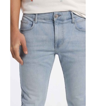 Six Valves SEI VALVOLE - Pantaloni in denim blu slim fit color candeggina