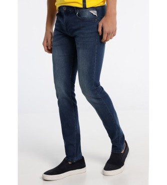 Six Valves SIX VALVES - Pantalon en jean slim bleu fonc bleu