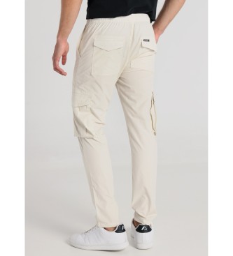 Six Valves Beżowe spodnie cargo slim fit